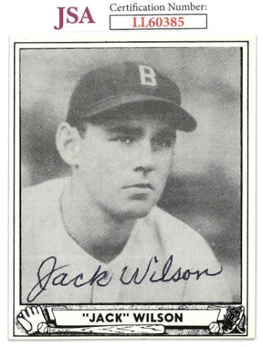 Jack Wilson Autographed 1986 Reprint 1940 Ball Card #31- JSA #LL60385 (On Card Auto/Boston Red Sox)-Powers Sports Memorabilia
