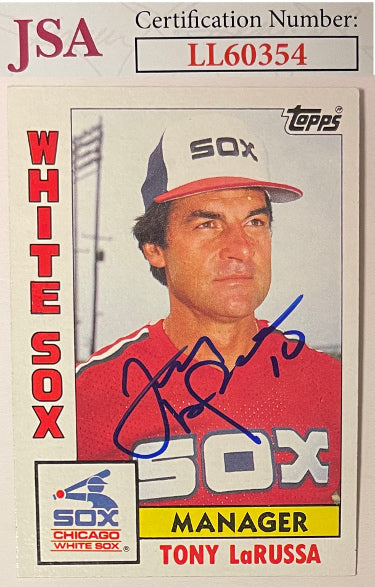 Tony LaRussa Autographed 1984 Topps Baseball Card #591- JSA #LL60354 (Chicago White Sox/On Card Auto)-Powers Sports Memorabilia