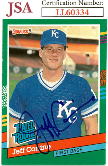 Jeff Conine Autographed 1991 Donruss Rated Rookie Baseball On Card Auto (RC) #427- JSA #LL60334 (Kansas City Royals)-Powers Sports Memorabilia
