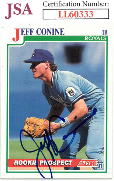 Jeff Conine Autographed 1991 Score Rookie Baseball On Card Auto (RC) #722- JSA #LL60333 (Kansas City Royals)-Powers Sports Memorabilia