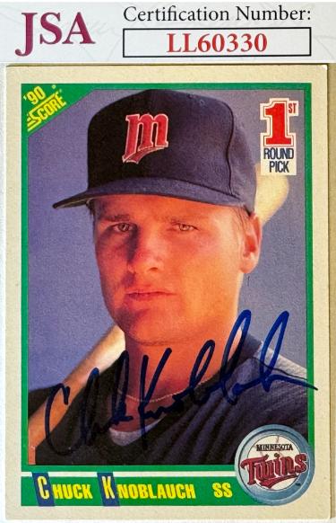 Chuck Knoblauch Autographed 1990 Score Rookie Baseball On Card Auto #672- JSA #LL60330 (Minnesota Twins)-Powers Sports Memorabilia