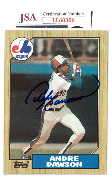 Andre Dawson Autographed 1987 Topps Baseball Card #345- JSA #LL60306 (Cubs/Expos/HOF/On Card Auto)-Powers Sports Memorabilia