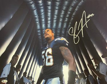 Shawne Merriman Autographed San Diego Chargers 16x20 Photo #56- Beckett/BAS Witnessed #WG92037-Powers Sports Memorabilia