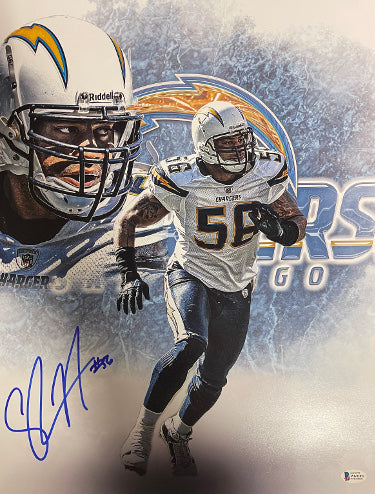 Shawne Merriman Autographed San Diego Chargers 16x20 Photo #56- Beckett/BAS Witnessed #WG92052-Powers Sports Memorabilia