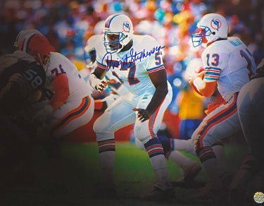 Dwight Stephenson Autographed Miami Dolphins 11x14 Photo- AWM Hologram (w/ Dan Marino)-Powers Sports Memorabilia