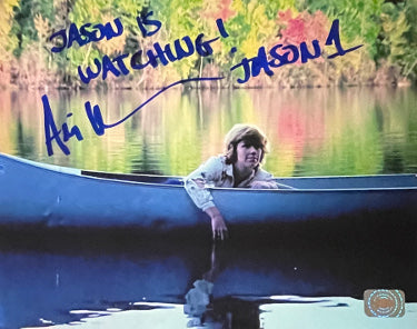 Ari Lehman Autographed Friday the 13th Jason Voorhees 8x10 Photo dual Jason 1/Jason is Watching!- Lehman Hologram-Powers Sports Memorabilia