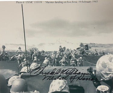 Hershel W. Williams Autographed WWII Vintage B&W 8x10 Photo- JSA #SS17632- Medal of Honor/Iwo Jima/Feb 23, 1945-Powers Sports Memorabilia