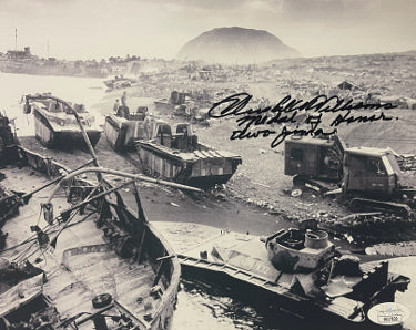 Hershel Williams Autographed WWII USMC B&W 8x10 Photo- JSA #SS17630- Medal of Honor/Iwo Jima/Feb 23, 1945-Powers Sports Memorabilia