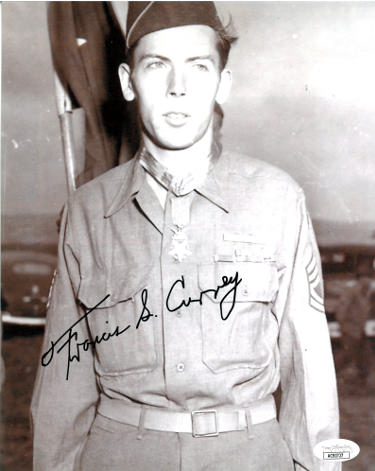 Francis S. Currey Autographed Vintage WWII B&W 8x10 Photo- JSA #SS17624- Medal of Honor/Battle of the Bulge-Powers Sports Memorabilia