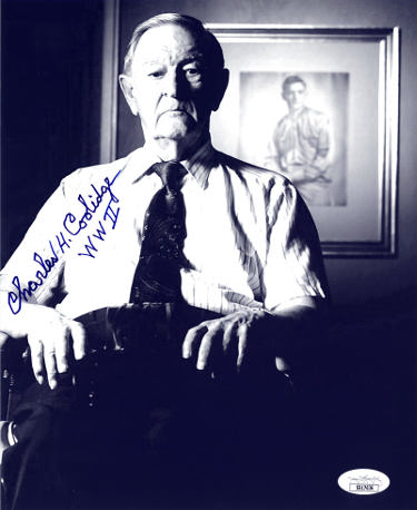 Charles Coolidge Autographed WWII Medal of Honor Vintage B&W 8x10 Photo- JSA #SS17636-Powers Sports Memorabilia