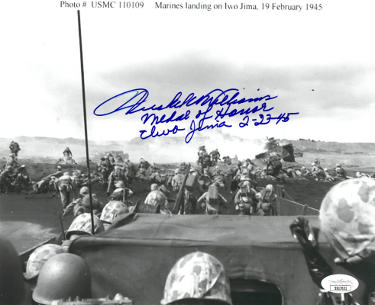 Hershel W. Williams Autographed WWII Vintage B&W 8x10 Photo- JSA #SS17631- Medal of Honor/Iwo Jima/2-23-45-Powers Sports Memorabilia