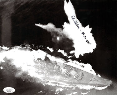 Edward Sieber Autographed WWII Vintage 8x10 Photo imperfect- JSA #AC92775- 4-7-45- Helldiver Japanese Yamato-Powers Sports Memorabilia