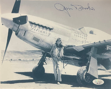 James "Jim" Brooks Autographed WWII Vintage B&W 8x10 Photo- JSA #SS17731- P-51 Mustang Ace Pilot/13 Kills-Powers Sports Memorabilia