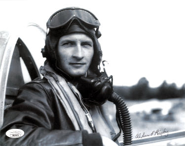 Alden Rigby Autographed WWII P-51 Ace Pilot Vintage B&W 8x10 Photo- JSA #SS17675- 352 Fighter Group/Silver Star-Powers Sports Memorabilia