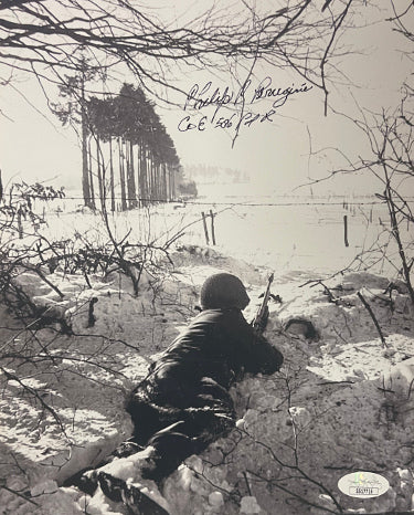 Philip P. Perugini Autographed WWII Band of Brothers Vintage B&W 8x10 Photo- JSA #SS17726- 101st ABD Easy Co 506th PIR-Powers Sports Memorabilia
