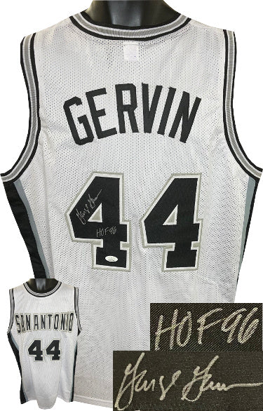George Gervin Autographed San Antonio White TB Custom Stitched Pro Style Basketball Jersey HOF 96 XL- JSA Witnessed-Powers Sports Memorabilia