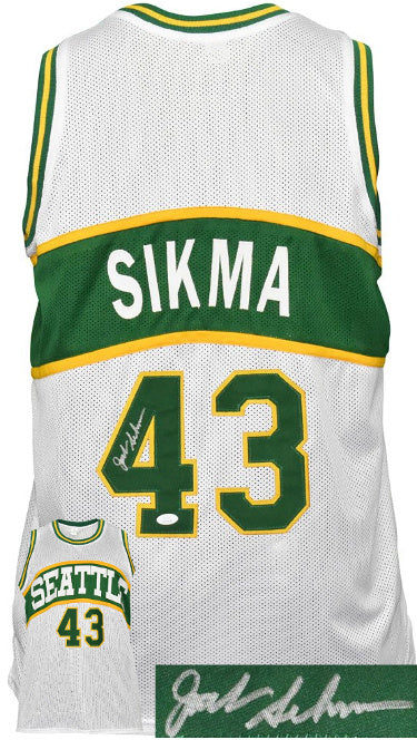 Jack Sikma Autographed Seattle White TB Custom Stitched Pro Basketball Jersey (XL)?Çô JSA Witnessed-Powers Sports Memorabilia
