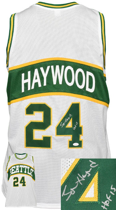 Spencer Haywood Autographed Seattle White Custom Stitched Pro Basketball Jersey HOF 15 (XL)?Çô JSA Witnessed-Powers Sports Memorabilia