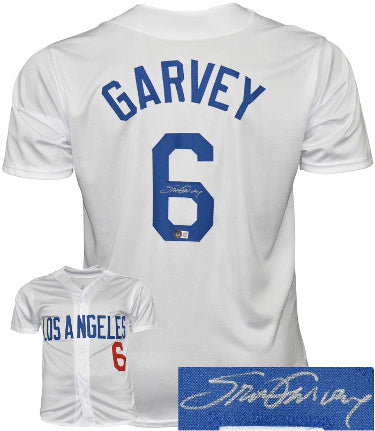 Steve Garvey Autographed Los Angeles White Custom Stitched Baseball Jersey XL- Beckett Witnessed-Powers Sports Memorabilia