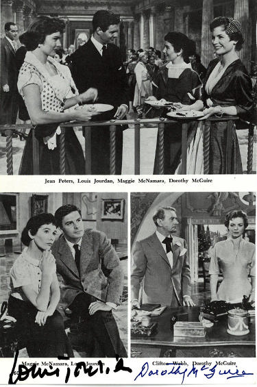 Louis Jourdan & Dorothy McGuire dual Autographed 5.5x8.5 Photo/Page- JSA #SS51600 (Three Coins in the Fountain)-Powers Sports Memorabilia