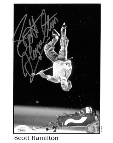 Scott Hamilton Autographed B&W 8x10 Photo- JSA #SS51628 (Figure Skating/Olympic Gold Medalist)-Powers Sports Memorabilia