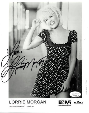 Lorrie Morgan Autographed Promo BNA Records B&W 8x10 Photo To Leon '99- JSA #SS51633-Powers Sports Memorabilia