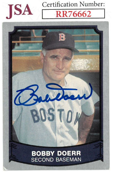 Bobby Doerr Autographed 1989 Pacific Baseball Legends Card #150- JSA #RR76662 (On Card Auto/Boston Red Sox)-Powers Sports Memorabilia