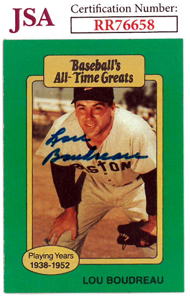 Lou Boudreau Autographed 1987 Hygrade Baseball Card- JSA #RR76658 (On Card Auto/Boston Red Sox)-Powers Sports Memorabilia