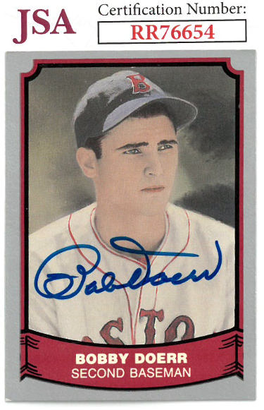 Bobby Doerr Autographed 1988 Pacific Baseball Legends Card #73- JSA #RR76654 (On Card Auto/Boston Red Sox)-Powers Sports Memorabilia