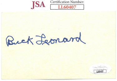 Buck Leonard Autographed 3x5 Index Card- JSA #LL60407 (Negro Leagues 1933-1950)-Powers Sports Memorabilia