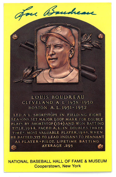 Lou Boudreau Autographed Hall of Fame Plaque Card- JSA #RR76630 (3.5x5.5) (Indians/Red Sox)-Powers Sports Memorabilia