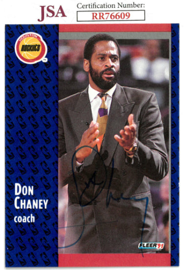 Don Chaney Autographed 1991 Fleer NBA Basketball Card #73- JSA #RR76609 (On Card Auto/Houston Rockets)-Powers Sports Memorabilia