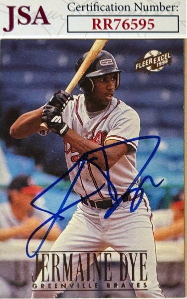 Jermaine Dye Autographed 1996 Fleer Excel Rookie On Card Auto (RC) #124- JSA (Braves)-Powers Sports Memorabilia