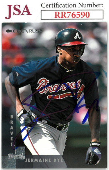 Jermaine Dye Autographed 1997 Donruss Baseball On Card Auto #111- JSA #RR76590 (Atlanta Braves)-Powers Sports Memorabilia