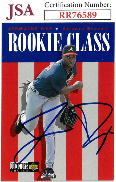 Jermaine Dye Autographed 1996 Upper Deck Collector's Choice Rookie On Card Auto (RC) #437- JSA #RR76589 (Atlanta Braves)-Powers Sports Memorabilia
