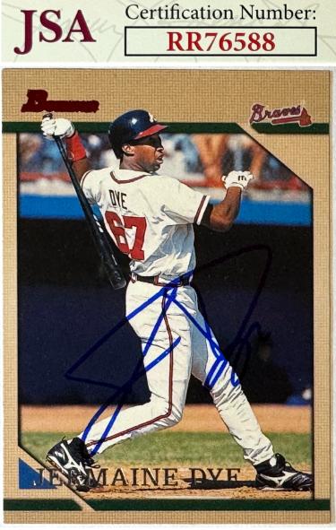 Jermaine Dye Autographed 1996 Bowman On Card Auto #132- JSA #RR76588 (Atlanta Braves/WS MVP)-Powers Sports Memorabilia