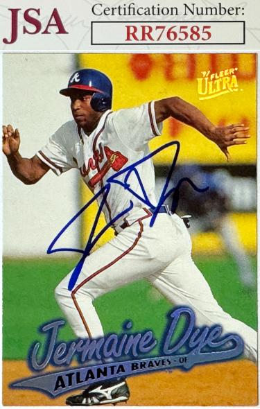 Jermaine Dye Autographed 1997 Fleer Ultra Baseball On Card Auto #151- JSA (Braves)-Powers Sports Memorabilia