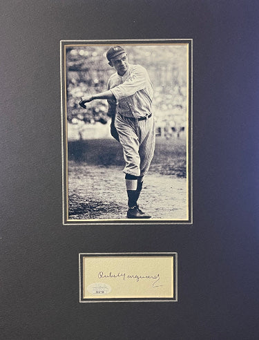 Rube Marguard Autographed 3x5 Cut Sig- JSA #SS17756- w/ New York Giants B&W 5x7 Photo Matted 11x14-Powers Sports Memorabilia