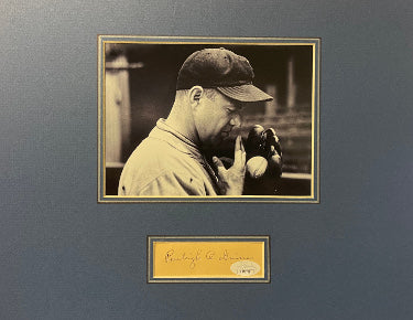 Burleigh Grimes Autographed 3x5 Cut Sig- JSA #RR76708- w/ B&W 5x7 Photo Matted 11x14-Powers Sports Memorabilia