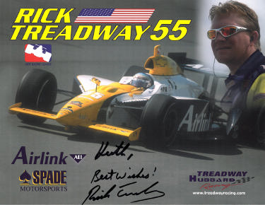 Rick Treadway Autographed Indy Racing League 8.5x11 Photo Keith, Best Wishes!- COA (Spade Motorsports)-Powers Sports Memorabilia