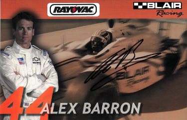 Alex Barron Autographed INDYCAR Rayovac Blair Racing 5.5x8.5 Photo- COA-Powers Sports Memorabilia