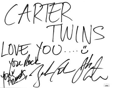 The Carter Twins- Joshua Scott Carter and Zachary Edward Carter dual Autographed 9x11.25 Signature Card- JSA #LL60429- w/Love You-Powers Sports Memorabilia