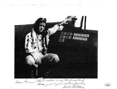 Richard/Dick Bertelson Autographed WWII Ace Pilot Vintage B&W 8.5x11 Photo On Paper To Lonna- JSA #II11081-Powers Sports Memorabilia