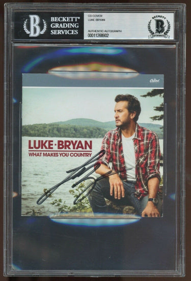 Luke Bryan Autographed 2017 What Makes You Country Beckett/BAS Slabbed CD Cover/Booklet w/ Separate CD & Case-Powers Sports Memorabilia