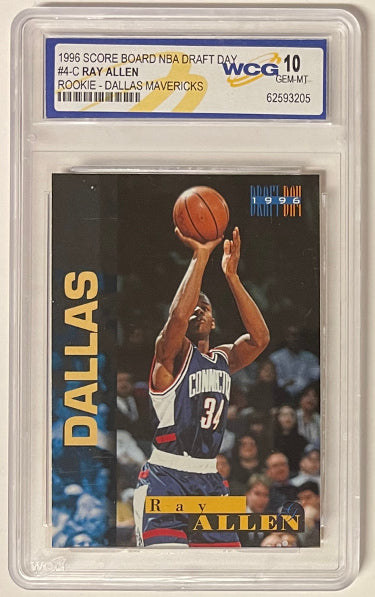 Ray Allen 1996 Score Board NBA Draft Day Rookie Card (RC) #4C- WCG Graded Gem Mt 10 (Dallas Mavericks)-Powers Sports Memorabilia