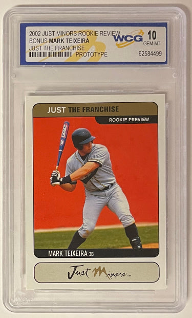 Mark Teixeira 2002 Just Minors Rookie Review Just The Franchise Gold Prototype Rookie Card (RC)- WCG Graded Gem Mt 10-Powers Sports Memorabilia