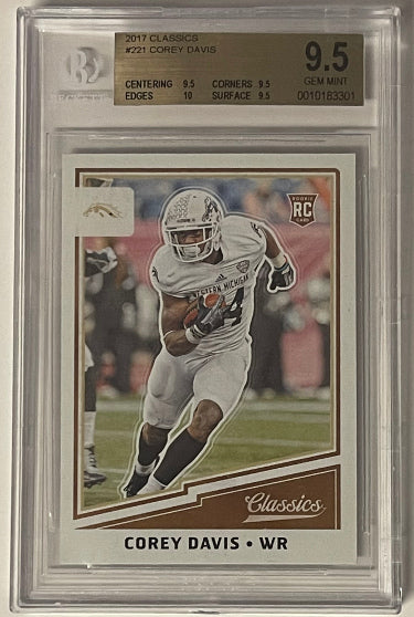 Corey Davis 2017 Classics Rookie Card (RC) #221- Beckett/BAS Graded 9.5 Gem Mint (Western Michigan/Titans/Jets)-Powers Sports Memorabilia