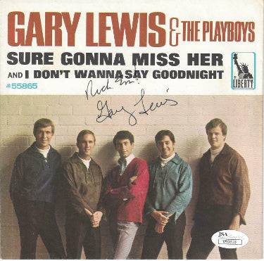 Gary Lewis & The Playboys Autographed 7" / 45rpm Cover?Çô JSA #V93603- 1966 Sure Gonna Miss Her/I Don't Wanna Say Goodnight (No Vinyl)-Powers Sports Memorabilia
