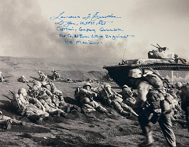 Lt. Gen. Lawrence Snowden Autographed WWII Vintage B&W 8x10 Photo- PSA #AD57160- 1945 Iwo Jima USMC Commander-Powers Sports Memorabilia