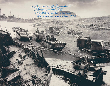 Lt. Gen. Lawrence Snowden Autographed WWII Vintage B&W 8x10 Photo- PSA #AD57161- 1945 Iwo Jima USMC Commander-Powers Sports Memorabilia